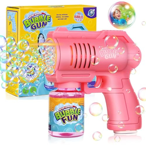 FORMIZON Seifenblasenmaschine, Seifenblasenpistole Kinder 4000+ Blasen/Minute mit 130ML Seifenblasenlösung, Automatische Blasenspielzeug Bubble Gun Machine Geschenk für Kinder/Geburtstag/Party (Rosa)