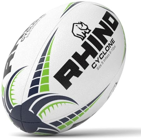 Rhino Cyclone Rugbyball, Weiß, Größe 5