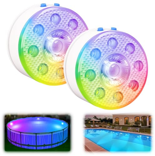 Poolbeleuchtung Unterwasser, wiederaufladbar, Fernbedienung, 2 Stück | Wasserdichtes Unterwasserlicht für Pool, Aquarium, Teich, Badewanne, Brunnen und Partys