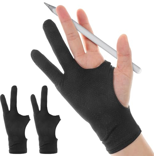 2 Stück Zeichenhandschuh Drawing Glove Handschuhe Zeichnen | Tablet Antifouling Handschuh für Grafiktablett Zeichnen Künstler Handschuh Elastisch Digitale Zeichenhandschuh