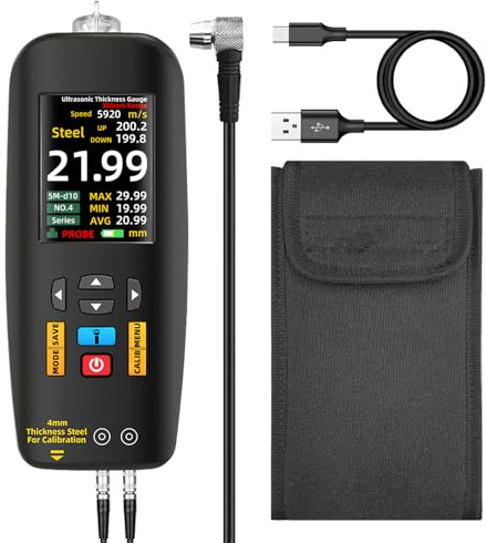 Ultraschall Dickenmessgerät 1-300mm Bereich Digitales Ultraschall Dickentester Wiederaufladbare 2,8'' Farbe LCD Metalle Dicke für Metall Materialien Stahl Silber Kunststoff Glas PVC Rohre Keramik