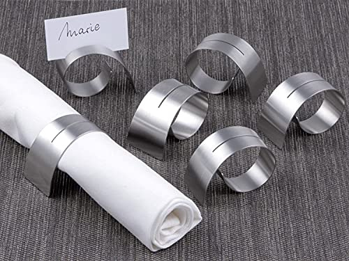 texpot 6 Stück Serviettenringe mit Schlitz, aus rostfreiem Edelstahl Durchmesser 4,2 bis 6-5 cm, Breite 1,8 bis 3,6 cm