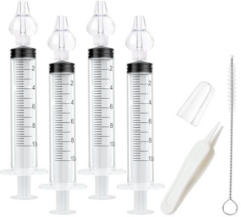 Aolso Nasenspüler, 4 Stück Wiederverwendbare Nasenreiniger mit Baby Nasenpinzette und Reinigungsbürste, Nasenreinigungs,Baby Nasendusche-10ml…