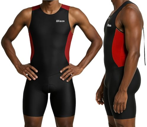 Wixen Herren Performance Triathlon-Anzug, ärmellos, Tri-Anzug, gepolstert, schnell trocknend, Laufen, Schwimmen, Fahrrad