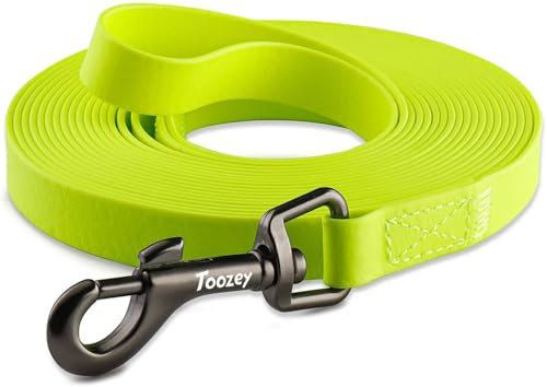 Toozey Wasserdicht Schleppleine für Hunde, 5m/10m/15m/20m - Robuste & Reißfeste Hundeleine mit Handschlaufe und Karabiner, Wetterfest Trainingsleine für Große bis Kleine Hunde, Neon Gelb