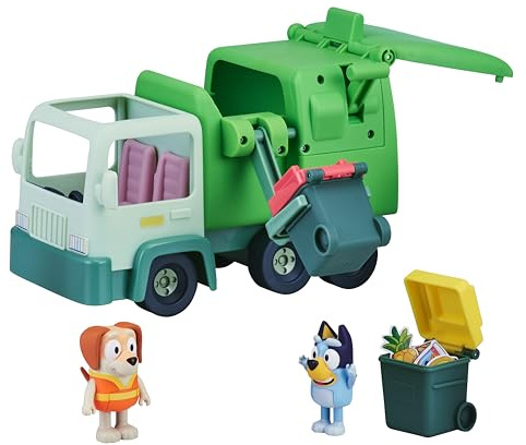 BlueY Müllwagen-Spielset mit Zwei 6,3–7,6 cm großen Offiziellen Actionfiguren zum Sammeln, Müllmann und 2 Mülleimer-Zubehörteilen cm