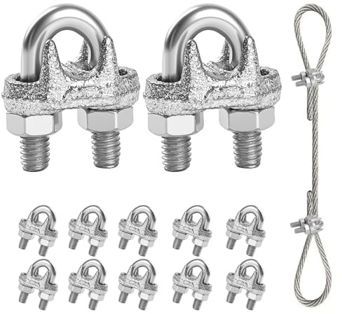 12 Stück Drahtseilklemme M6, Seilklemme Edelstahl, Seilklemmen 6mm für Stahlseile, Drahtseile, Stahlkabel Befestigung