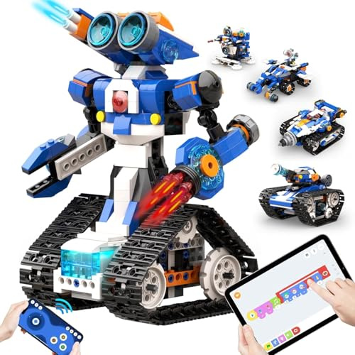 Apitor Robot J – Programmierbarer Roboter Bausatz für Kinder, 6-in-1 STEM Lernspielzeug mit App-Steuerung, Jungen & Mädchen ab 7 Jahren (480 Teile)
