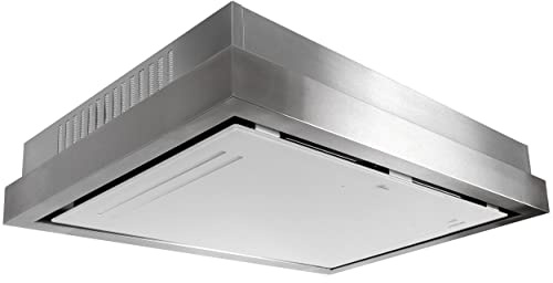 GURARI Deckenhaube GCH C 343 IS 90 WH PRIME Einbau Umluft Dunstabzugshaube 90 cm • Weißglas/Edelstahl Umlufthaube • Ionisierung • EBM Motor 1000 m³/h • Touch-Control • Fernbedienung