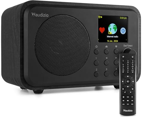 Audizio Vicenza Internetradio DAB Radio mit Bluetooth 5.1 mit Fernbedienung, WLAN, 10 Std. Akku, Line-Out, Küchenradio, FM/UKW, USB-C Ladekabel - DAB Plus Radio in Schwarz