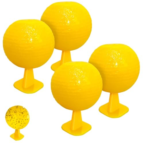 Fruchtfliegenfalle, 4 Stück Klebrige Falle, für Küche, Gelb | Wasserabweisende Klebefalle, Obstfliegenfalle Klebefalle, Für Blumentöpfe, Balkone,Innenhöfe,Obstgärten,Das Badezimmer