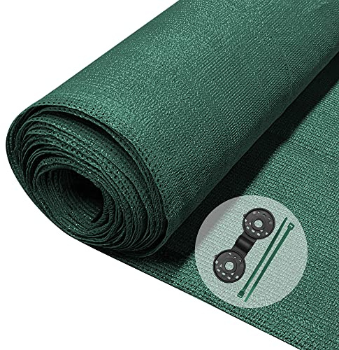VOUNOT® Zaunblende 1.8×10m, Sichtschutz Zaun HDPE Schattiernetz, Windschutz UV-resistent Reißfest, 75% Beschattungsgrad, mit Löcher, Spezialclipund und Kabelbinder, Grün
