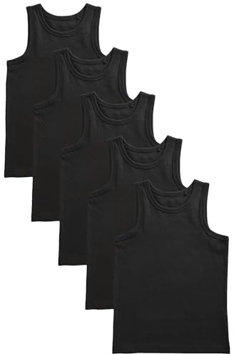 NEXT Jungen 5er-Pack Trägertops aus Biobaumwolle Schwarz 158-164