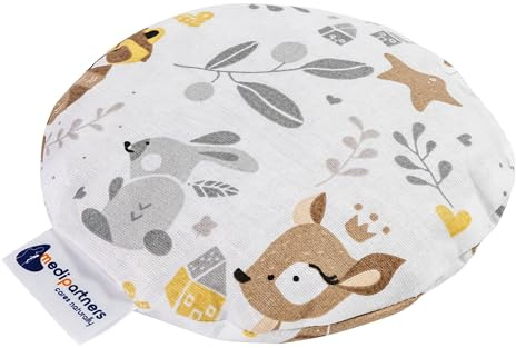 Medi Partners Kirschkernkissen Mikrowelle für Babys 180g rund 15cm Körnerkissen Wärmekissen 100% Baumwolle Öko Natur - Kirschkernkissen Wärme + Kältetherapie Massagetherapie (Reh)