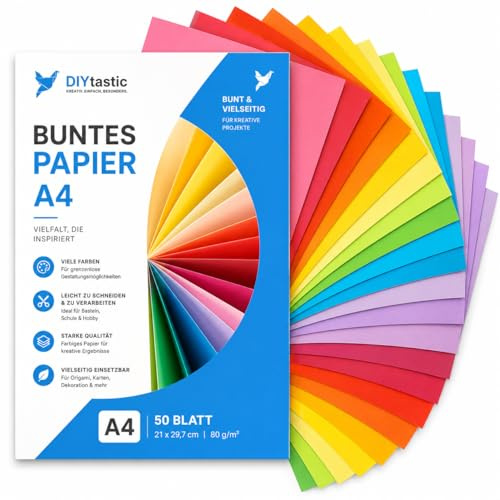 100x Papier bunt - 140 g/m² - Bastelpapier & Buntpapier - für Drucker & Basteln - Tonpapier & Tonkarton