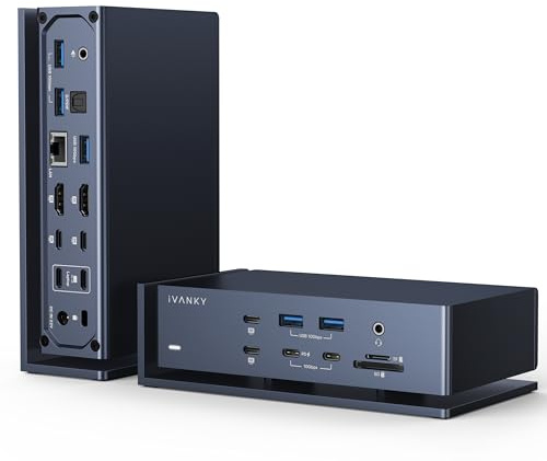 iVANKY 20-in-1 FusionDock Max 1 Dual Thunderbolt 4 Dock, Quad 6K@60Hz Monitor MacBook Docking Station mit 2*HDMI, 7 * 10Gbps USB, 2,5GbE, 96W PD, SD/TF 4.0, 40Gbps Dock für Mac M5/M4/M3/M2/M1 Pro/Max