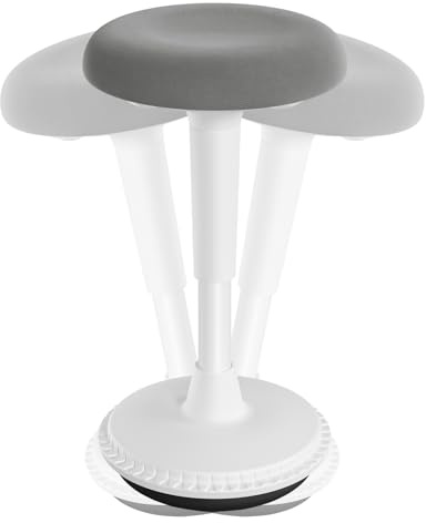 WOLTU Ergonomischer Stehhocker, 360° neigbarer Bürohocker, Grau+weiß | Großer Sockel, Anti-Rutsch Basis, für Büro Homeoffice, höhenverstellbar 55.5-74 cm