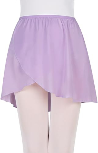 Bezioner Ballettrock Wickelrock Tanz Rock aus Chiffon zum Reinschlüpfen für Mädchen und Damen Lila L