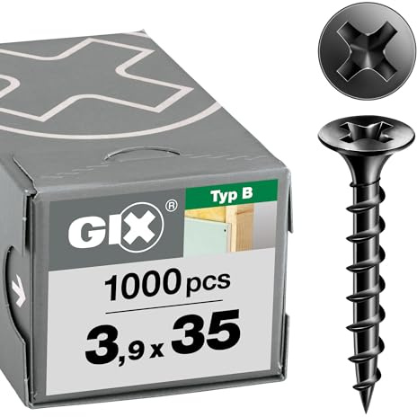 SPAX GIX-B Schnellbauschrauben 3,9 x 35 mm Grobgewinde, 1000 Stück, Trompetenkopf, Kreuzschlitz-H2, Trockenbauschrauben für Holz-Unterkonstruktionen – 1891170390355
