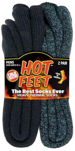 HOT FEET Gemütliche, beheizbare Thermal Socken für Männer, Warm, Patterned Crew Socken, USA Herren Socken