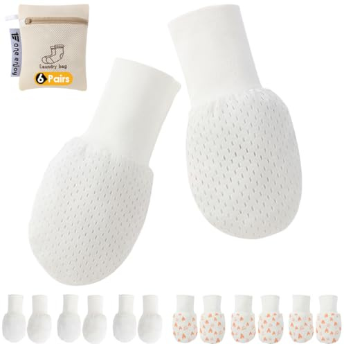 6 Paare Fäustlinge Baby No Scratch Fäustlinge Handschuhe Babyhandschuhe Keine Kratzhandschuhe für 6-12 Monate