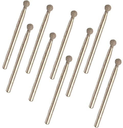 Diamant-Kugelfräser-Set, 3 x 3 mm, Diamant-Kugelkopf-Bohrer für Schmuck, Glas, Keramik, 10 Stück