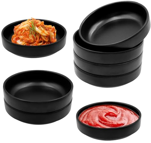 POPAPIE 8 Stück Schwarz Dipschalen Set,Sojasauce Schälchen,Kleine Schüsseln für Dips,Gewürzschalen Klein,Snack Schalen Set für Charcuterie Board Sushi Tomatensauce BBQ Party