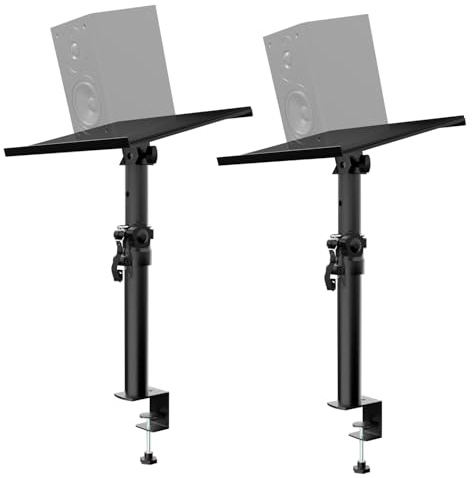 Lautsprecher ständer Paar Höhenverstellbar Neigbar,Boxenständer mit Tischklemme,Anti-Rutsch-Pad,Speaker Stand Tragfähigkeit bis zu 15 kg,Ideal für Schreibtisch,DJ Tisch oder Tonstudio