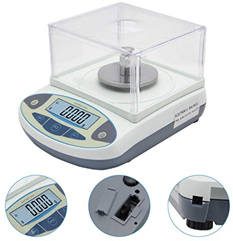 Bonvoisin Analysenwaage 500g/0,001g, Hochpräzise Laborwaage mit Windschutz | 1mg Ablesbarkeit, Edelstahlplatte, 13 Einheiten, Tara- & Zählfunktion, Werkskalibriert für Labor, Schmuck & Gold