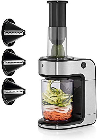 WMF Kult X Gemüsenudeln Spiralschneider elektrisch, Zoodle Maker, Zucchini Nudeln Schneider, 3 Schneideinsätze und Auffangbehälter