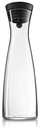 WMF Basic Wasserkaraffe 1,5 l, Glaskaraffe mit Deckel 1,5 l, Silikondeckel, CloseUp-Verschluss aus Cromargan-Edelstahl, inkl. Sieb zum Zurückhalten von Eiswürfeln und Früchten