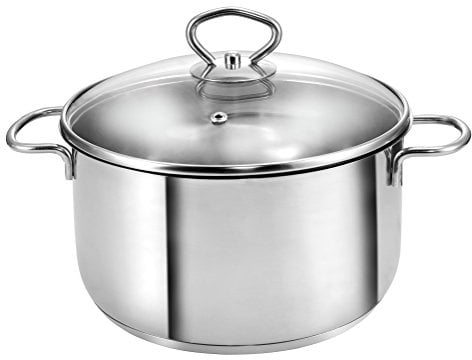 KOPF Topf Induktion Merkur, Ø20 cm, 2,5 Liter, Silber, Edelstahl | Kochtopf groß mit Topfdeckel | für alle Herdarten | praktische Literskala | Brattopf backofenfest & spülmaschinengeeignet