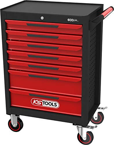 KS Tools 897.0007 ECOline SCHWARZ/ROT Werkstattwagen mit 7 Schubladen