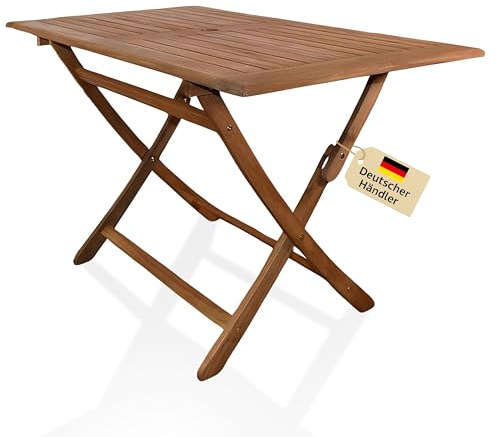 Loreno Esstisch 120x70cm Callao Massivholz Akazie & Geölt Klapptisch Holz | Esstisch, Gartentisch Wetterfest, Klapptisch Holz, Gartentisch Klappbar, Balkontisch Klappbar, Pflegeleicht & Platzsparend