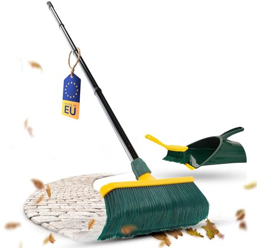 Novaliv Premium Krallenbesen mit Stiel 30cm inkl. Jumbo Kehrgarnitur, Spezialbesen gebogenen Borsten Kunststoffkopf -Ideal als Gartenbesen, Kratzbesen, Kunstrasen Besen, Optimal für Camping