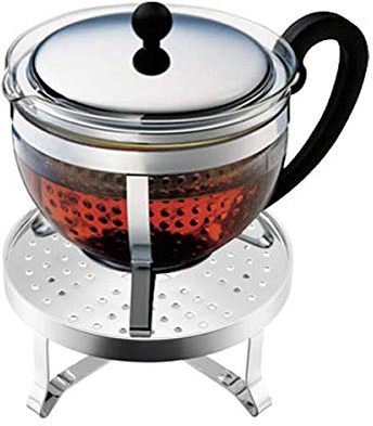 Bodum K11143-16 Chambord Set, Teebereiter mit Plastikfilter 1,5 L und Rechaud