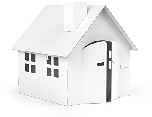 FOLDZILLA Spielhaus XXL 1,2 x 1,15 x 1,13 m aus Pappe Pappspielhaus Karton Haus - Spielhaus weiß