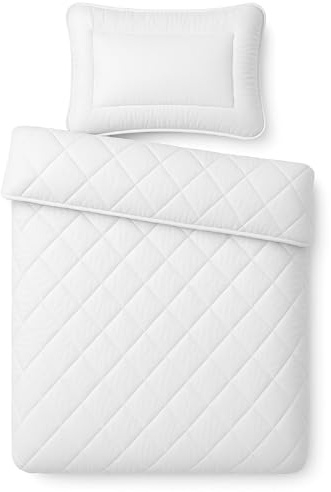 Julido Baby Bettdecke und Kissen Set 100x135 cm + 40x60 cm – Kinderbettdecke 550g & Kinderkissen 150g, Mikrofaser Weiß, 90° Maschinenwaschbar, Oeko-Tex Zertifiziert, Atmungsaktiv, Weich & Pflegeleicht