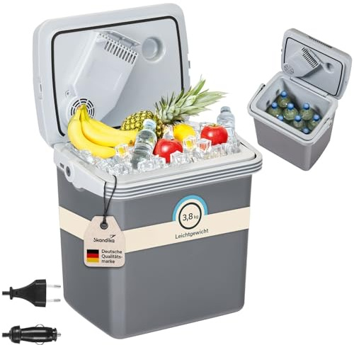 Skandika Kühlbox Leira 19L | elektrische Kühlbox für Auto und Steckdose, 12V, 220-240V, Kühl- und Warmhaltefunktion, Kühlschrank, mobile Thermobox | Autokühlschrank Camping, Festival, Picknick