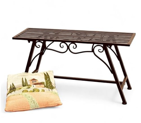 San Marco Gartenbank Wetterfest Metall - 83 cm Sitzbank mit Ornamenten Cucciu S - Robuste Eisenbank im Antik-Design Ideal für Garten, Terrasse & Balkon