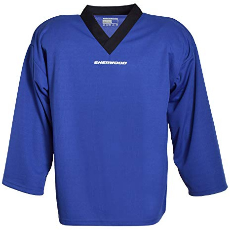 SHER-WOOD - Eishockey Trainingstrikot für Erwachsene I stilvolles Practice Jersey aus gelochtem, Blau, Gr. L