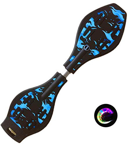 Sumeber Waveboard Kinder Street Surfing Roller Torsion Skateboard Double Decks Casterboards für Wave/Surf Waveboard/Castor Board mit blinkenden Rädern für Kinder/Jugendliche (Blue Flame)