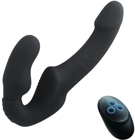 LZMYZ Silikon Realistischer Doppeldildo mit 10 Vibrations Paarvibrator, Strap On Umschnall Dildo Lesben Partner Vibratoren für Sie Klitoris und G-punkt Erotik Sexspielzeug für Frauen Paar(Schwarz)