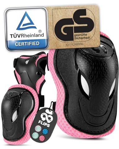 99FLIPS Knieschoner Kinder mit GS [6er Set] - GRIND - S/M Pink - Schoner Inliner Kinder - Knieschützer Protektoren mit Knie- und Ellenbogenschützer - Schützer Protektoren Inliner