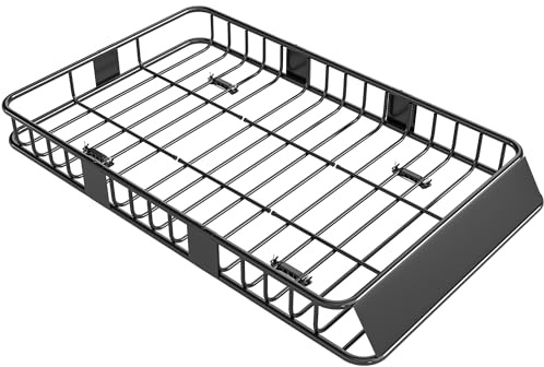 HOMCOM Dachgepäckträger Auto Dachkorb aus Metall 162x99x16cm Universal Gepäckträger Dachträger Tragfähigkeit von 100 kg Gepäckkorb für Camping, Grillen, Autoreisen Schwarz