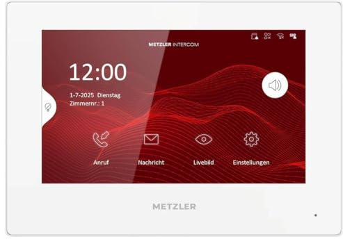 Metzler VDM10 2.0 Innenstation Home, 7 Zoll Touchscreen, LAN + PoE, Weiß | 200 mm × 140 mm × 25.1 mm.