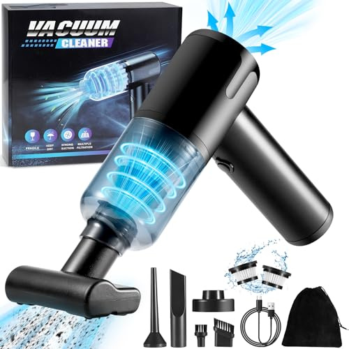 Pourbibi Handstaubsauger, 12000Pa Handstaubsauger Akku Kabellos Nass&Trocken mit 2 Waschbar HEPA-Filter, Autostaubsauger Stark, 2 in 1 Staubsauger Gebläse Für Auto, Haus & Tierhaar Reinigung（NO.50）