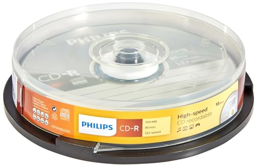 Philips CD-R Rohlinge High-Speed (700 MB / 80 Minuten, 52x Speed , 10er Spindel)