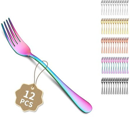 Berglander 12-teiliges Dessertgabel-Set, 7,08 (18cm) Gabel Set, Tafelgabel, Edelstahlgabel-Set, Kuchengabel, moderne Besteckgabel, Spülmaschinenfest