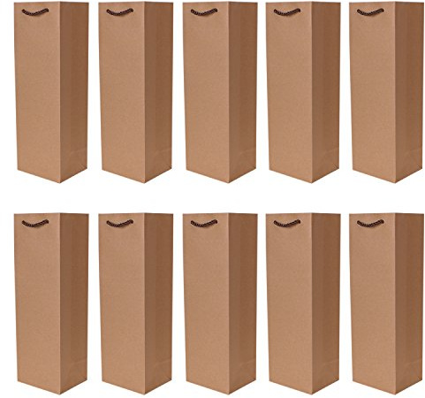 10er Packung Flaschentüten Geschenktüten natur für Wein Sekt und Champagner geeignet 36x12x10